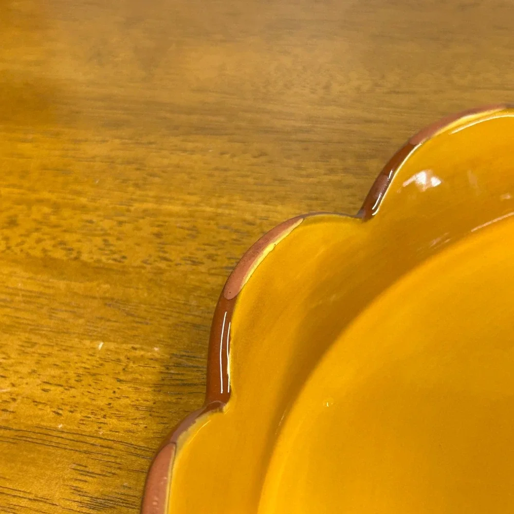 Pier 1 Imports Sunflower Hand Painted Terracotta Cake Stand Pedestal Server